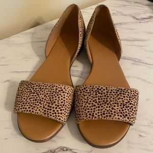 J. Crew calf hair cheetah sandals.